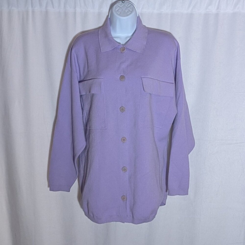 ARITZIA WILFRED FREE RONNIE Lavender cardigan shirt jacket shacket Sz M STUNNING